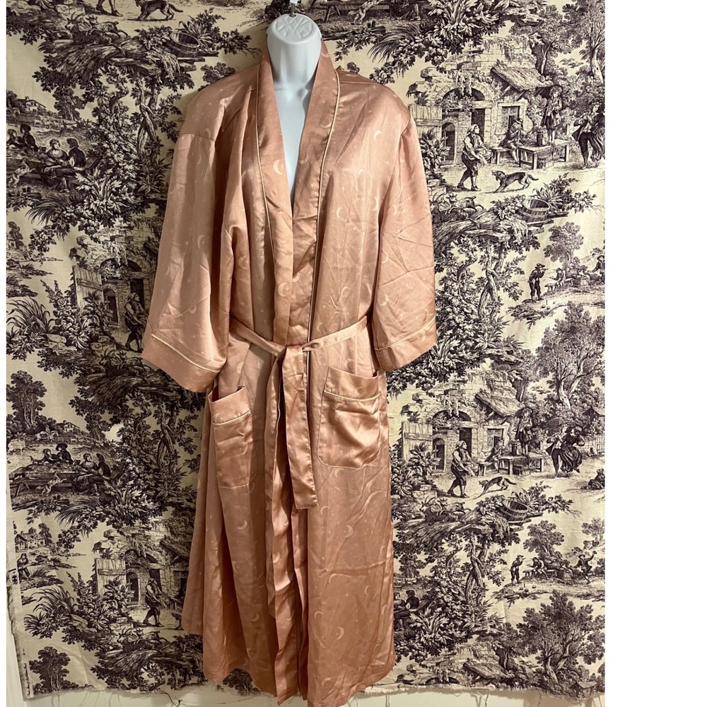 World Market Celestial Moon‎ Star Satin Robe Rose Gold Pink O/S New 26172835